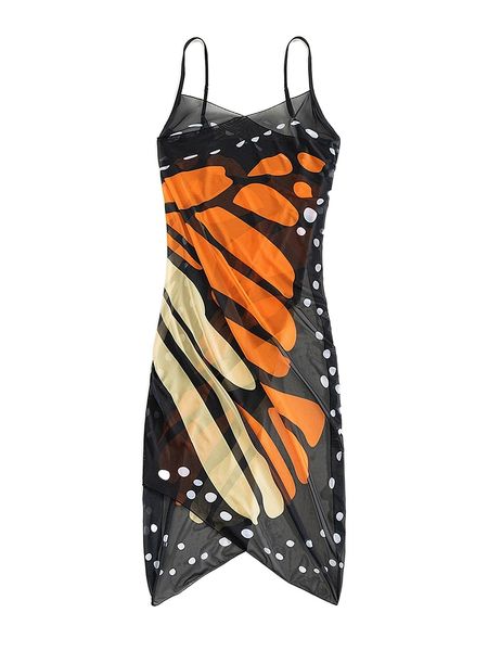 

butterfly print mesh versatile wearing kimono r6fc#, White;black