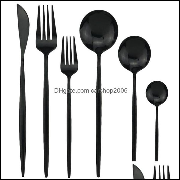 Set di posate Cucina Sala da pranzo Bar Giardino di casa 24 pezzi Set di posate in oro Sier Coltello Forchetta Cucchiaio in acciaio inox Dh8V7