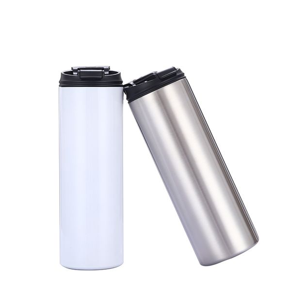 

sublimation 15oz straight water bottles with straw lids sports mugs sippy cup stainless steel heat transfer tumblers diy fy5203