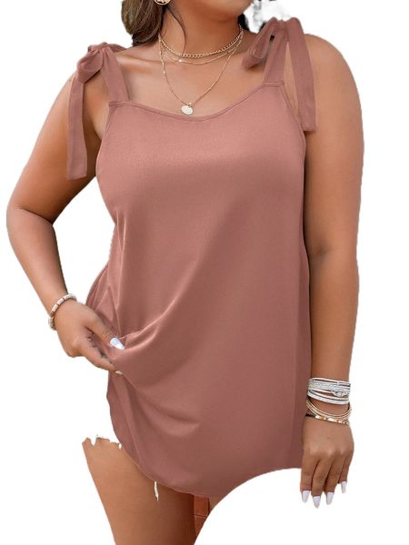 

plus knot shoulder solid cami w5lo#, Black