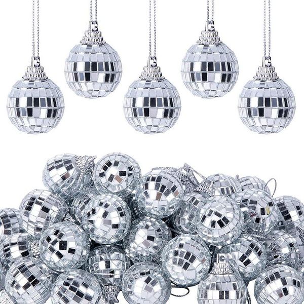 Andere festliche Partyzubehör 1,2-Zoll-Spiegel-Disco-Kugel-Silberglas-helle reflektierende hängende Kugel-Ornament-Kuchen-Deckel für HeimbühneOth