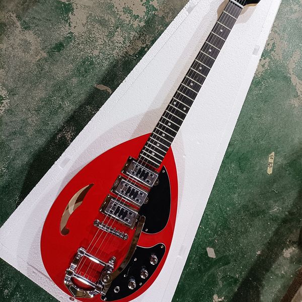 

red 6 strings electric guitar with rosewood fretboard humbuckers pickups