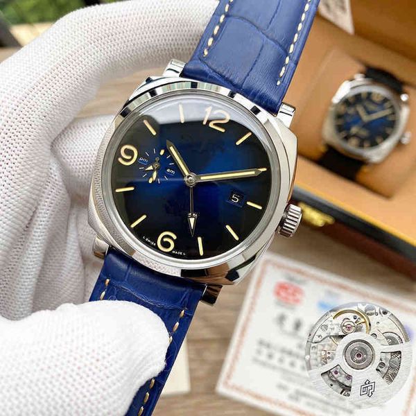 

45mm pam leather watches 316l stainless steel for man blue color automatic waterproof colors wristwatches design 22, Slivery;brown