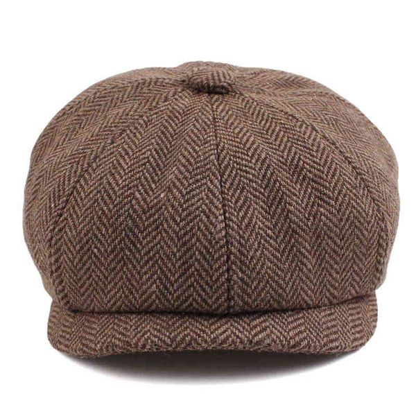 Autunno Inverno Bambino Ragazzi Giornale Venditore Caps Bambino Bambini Outdoor Driver Pet Vintage Tweed Piatto Pageboy Accessori L220728