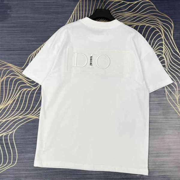 

clothing 2022 spring and summer new couple's three-dimensional embroidery leisure round neck short sleeve t-shirt men's and women&, White;black