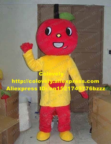 

mascot doll costume cute red apple mascot costume mascotte cherry la cereza tomato pomodoro with red round head yellow dress no.2802 f, Red;yellow