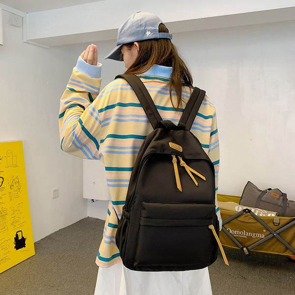 

casual simple nylon backpack large capacity solid student schoolbag ladies fashion designer travel womens school bag