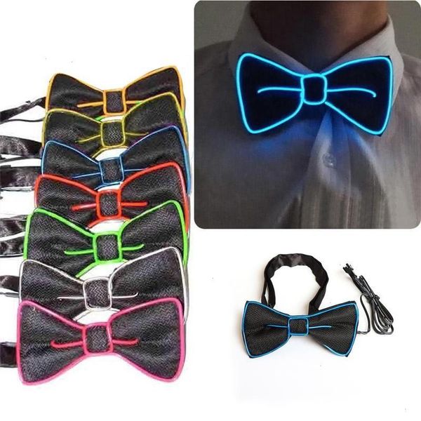 

blinking led bowtie illuminated elastic bow tie light up by 2aa battery for marriage party festival club supplies unisex, Black;gray