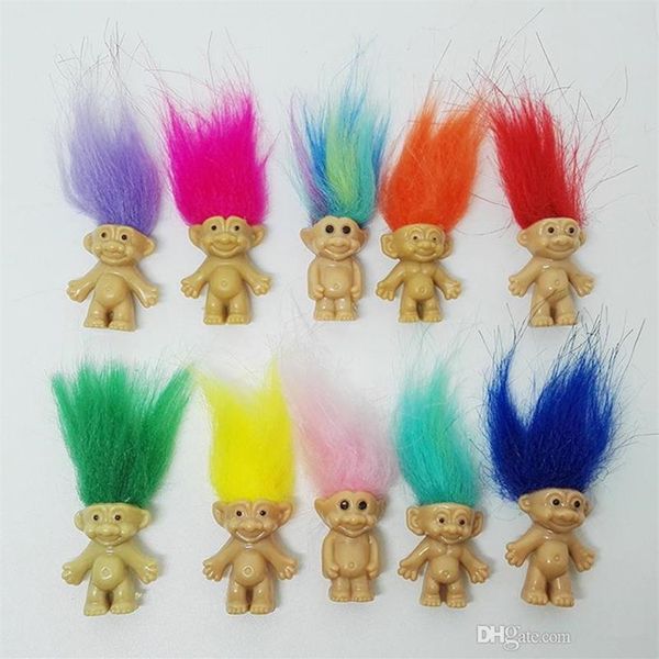 

100pcs lot random vintage trolls lucky doll mini figures toys 1 cake ers281s