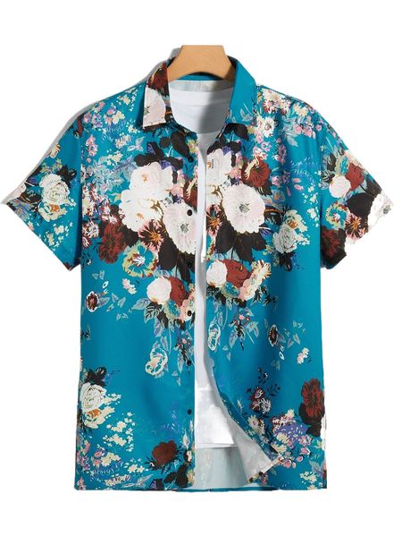 

men floral print shirt without tee x2j9#, White;black