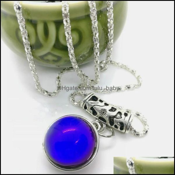 

pendant necklaces thermochromic mood tracker stainless steel necklace temperature discoloration glass cabochon jewel baby dhvnm, Silver