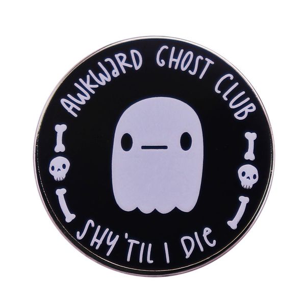 

the awkward ghost club shy til i die enamel pin cute boos brooch funny quote mental health introvert halloween gifts, Blue