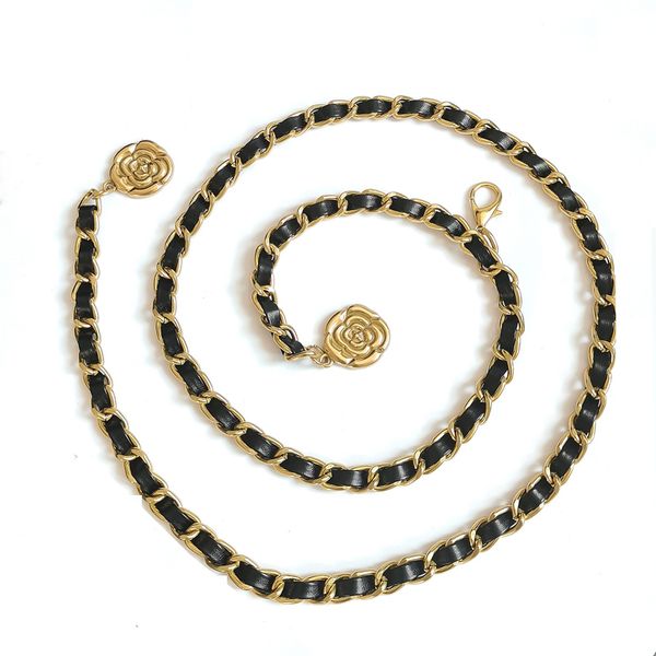 

2022 new braid metal chain belt for suit sweater accessories gold trouser chain women belts0613, Black;brown