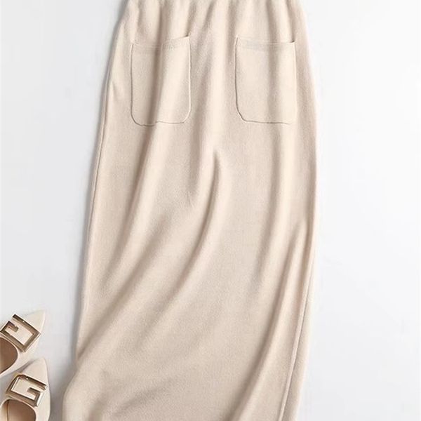 

tangada women beige sweater midi skirt office ladies elegant chic mid calf skirts 4c27 220317, Black