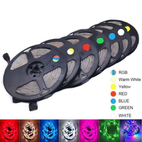 Streifen 5m/Rollen RGB warm warm kühl weiß rot grün blau gelb flexibler 3528 wasserdichte LED -Streifen Lughs 300LEDS 60LEDS/M BANGE DIODE TAPELED STRIP