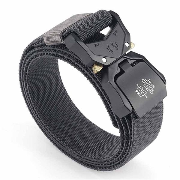

elastic jeans belt for men aluminum alloy pluggable buckle training tactical belts comfortable male belt hunting 220629, Black;brown