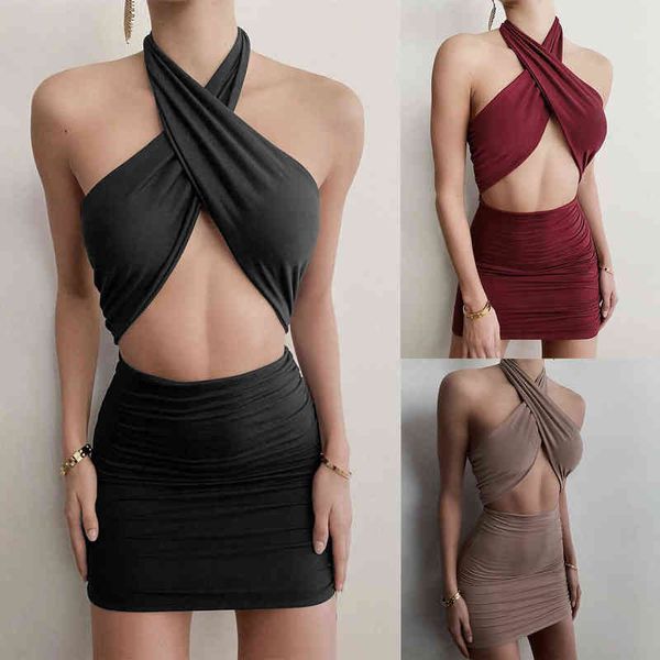 

designer women's casual dresses 2022 summer cross neck dresses, Black;gray