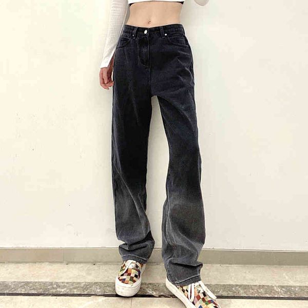 

women's pants & capris autumn casual slim straight tube vertical love pocket gradient women's jeans 99d1, Black;white