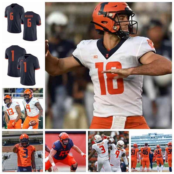 

rare illinois fighting illini jerseys mj rivers ii jersey dick butkus marquez beason milo eifler college football jerseys custom stitched, Black