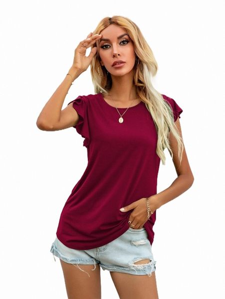 

dearcase butterfly sleeve solid tee a9yo#, White