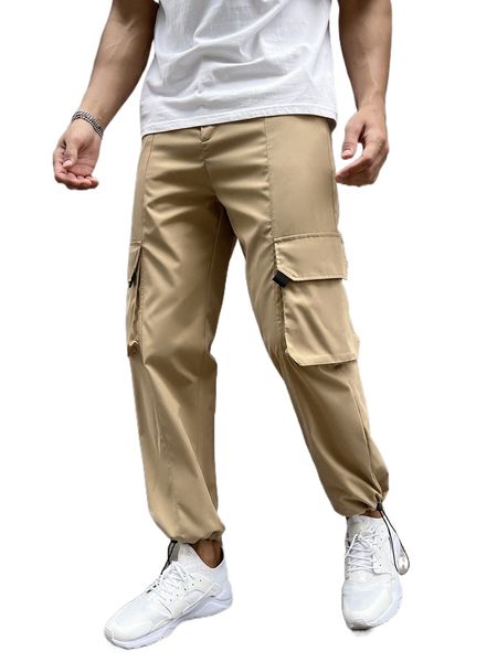 

men flap pocket patched detail pants y7qg#, Black