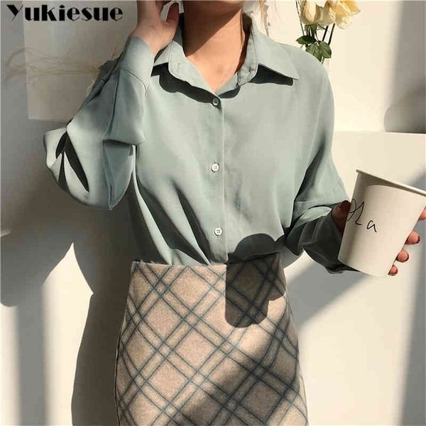

new summer women s blouse solid multi colors lapel single breasted elegant casual loose wild pink feminine blusa 210412, White