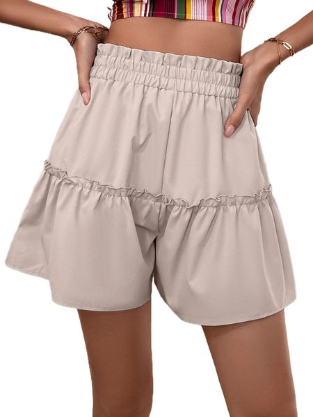 

paperbag waist frill trim shorts i6rw#, White;black