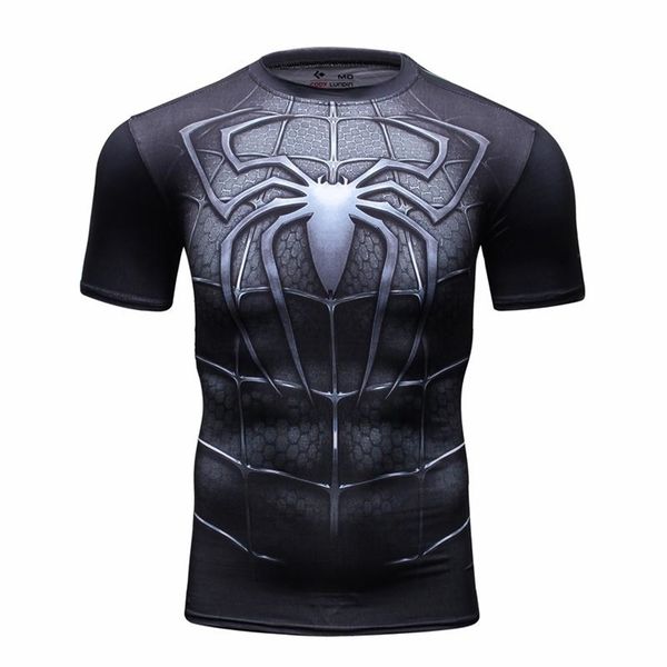 

men tight short sleeve t-shirt summer 3d printed t-shirts men short sleeve compression fitness clothing 220520, White;black