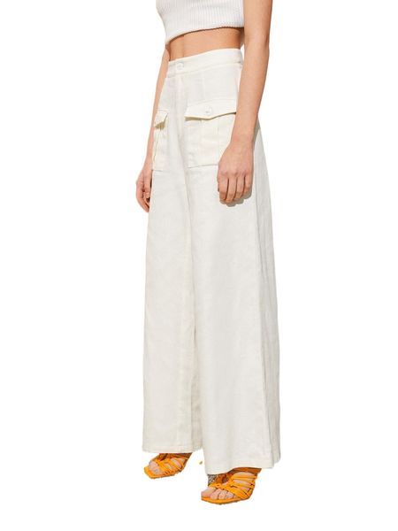 

high waist flap pocket wide leg pants f8me#, Black;white