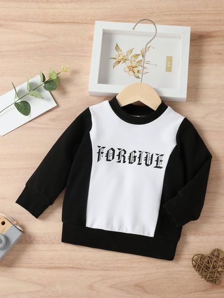

baby letter graphic colorblock sweatshirt she, Black