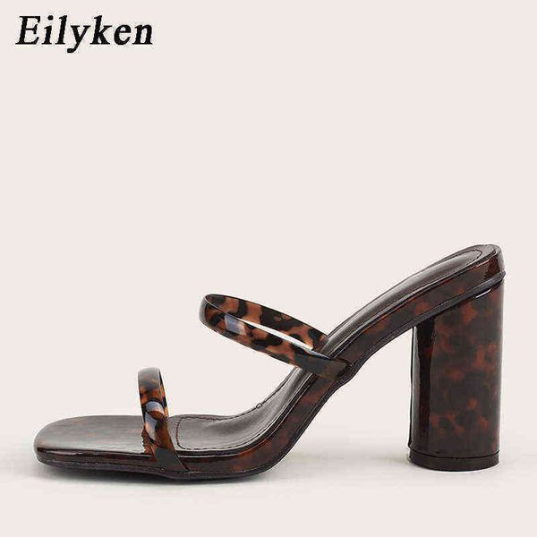 

slippers eilyken summer pvc clear square toe heel ladies women leopard grain jelly sandals shoes size 35-41 220329, Black