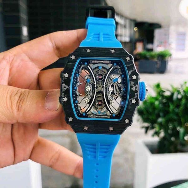 

uxury watch date luxury mens mechanics watches richa wristwatch milles business leisure rm53-01 fully automatic mechanical millesr watch car, Slivery;brown