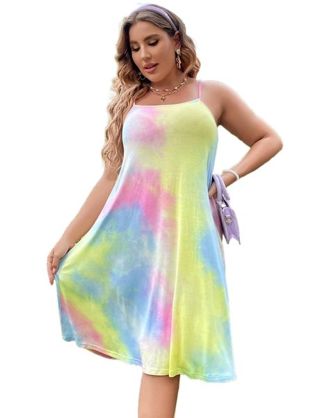 

plus tie dye cami dress n5jx#, Black