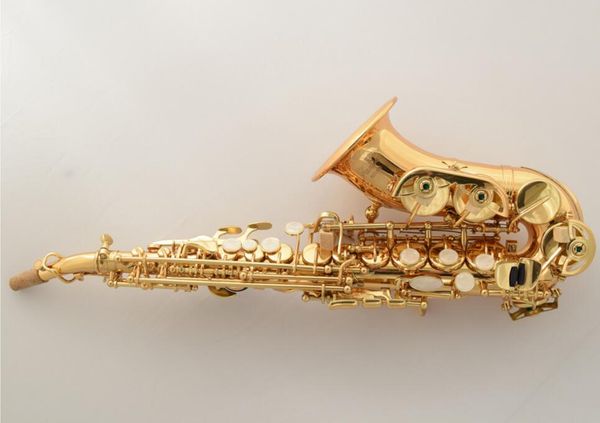 Saxofone de laca de ouro B plana de soprano pequeno saxofone curvo para iniciantes
