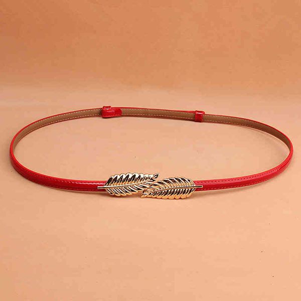 

belts batch of korean version leather gold leaf thin belt decoration versatile skirt sweater women's black red 9bue, Black;brown