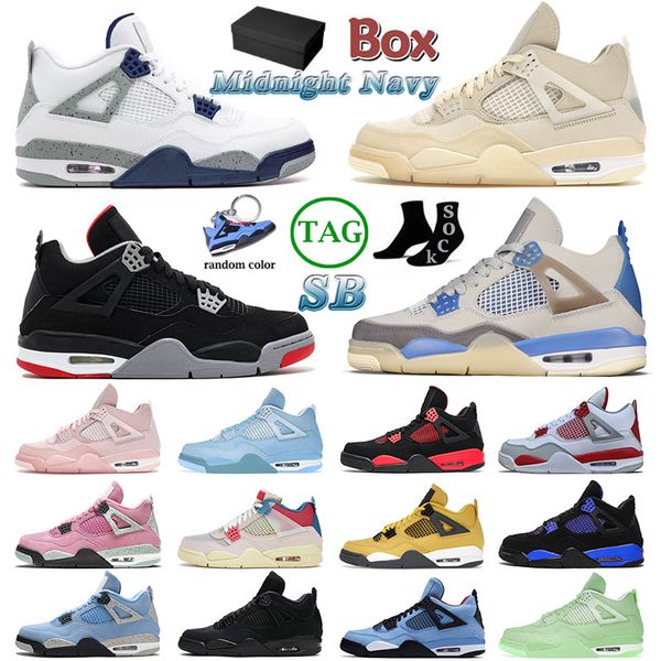 

with box jumpman 4 4s iv designer basketball shoes for mens womens j4 retro designer sb bred midnight navy military black cats blue thunder