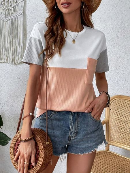 

colorblock drop shoulder tee k9av#, White