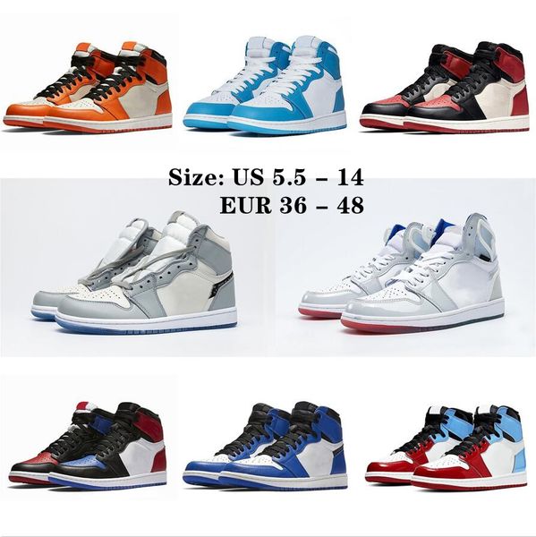 

5.5-14 us large size 1s jumpman 1 high og vintage basketball shoes mens womens university blue shadow court purple mid retro crimson