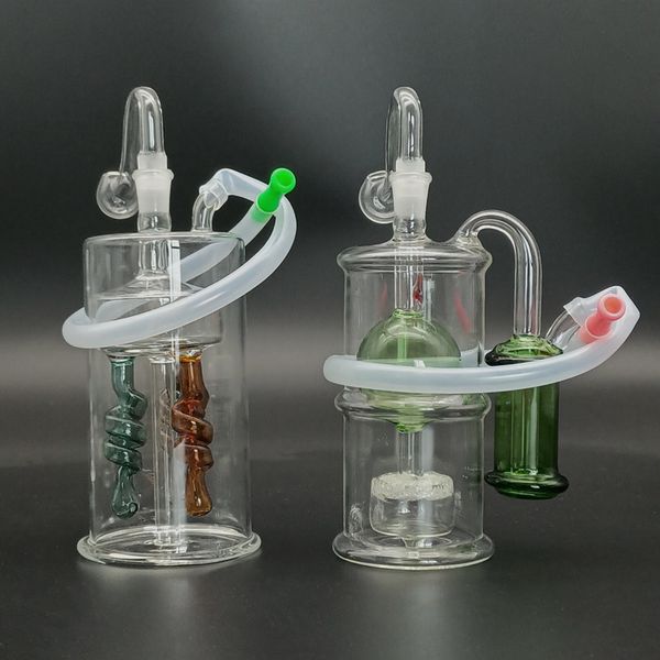 Glas Mini Bong Shisha Dab Rigs Rauchen Perc Wasserpfeife Dicker Pyrex Klarer Griff Bongs Perkolator