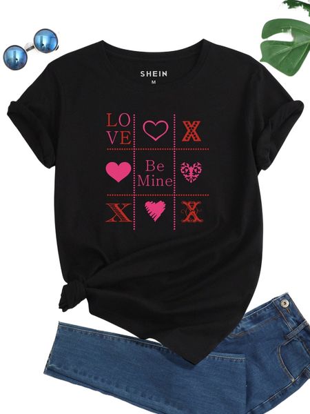 

heart & letter graphic tee b9oz#, White