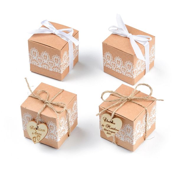 20/50/100 Stücke Personalisierte Kreative Kraftpapier Süßigkeiten Geschenkbox Hochzeit Geburtstag Party Weihnachten Liefert Süßigkeiten Tasche Benutzerdefinierte CX220423
