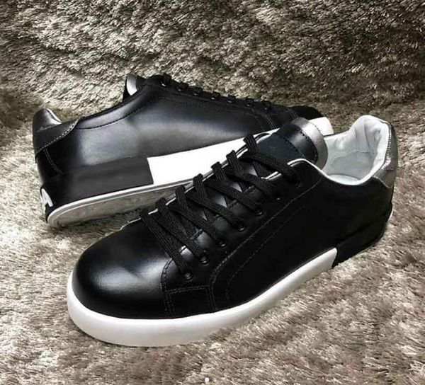 luxury designers casual shoes calfskin nappa black leathers portofino sneakers brands comfort outdoor trainers men's casual walking eu3