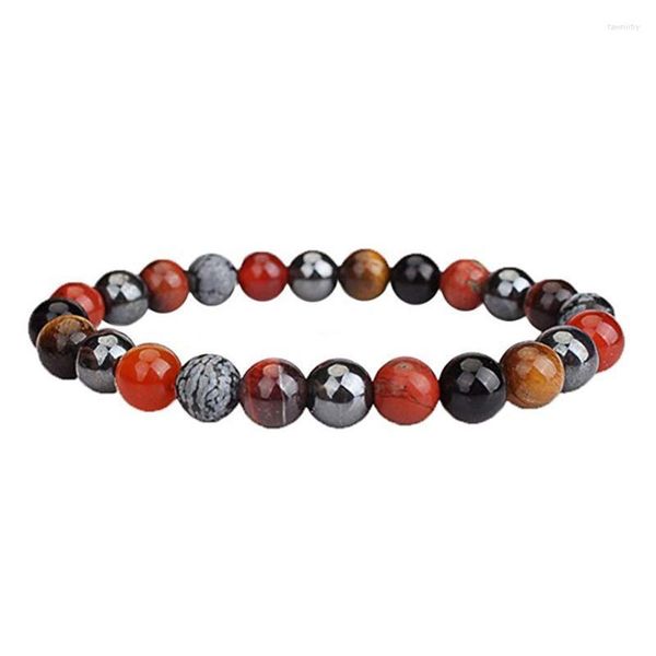 Perlenstränge Gesundheitsschutz Männer Armband Gelbes Tigerauge Hämatit Roter Jaspis Karneol Obsidian Schneeflocke Armbänder Für Frauen Schmuck