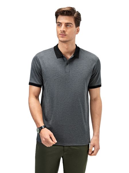 

men contrast trim polo shirt e28x#, White;black