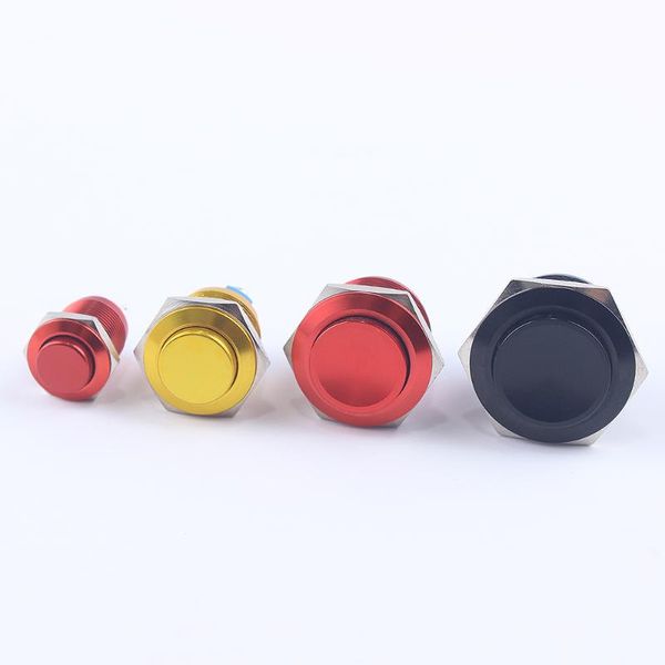 Schalter 12 mm 16 mm 19 mm 22 mm Metalloxidierter Druckknopf 1NO Reset Drücken Schraubklemme Momentan Rot Schwarz Blau Gold GreenSwitch