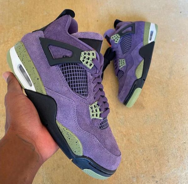

4 canyon purple mens basketball shoes womens wmns 4s anthracite-alligator-safety orange outdoor sports sneakers aq9129-500 with original box