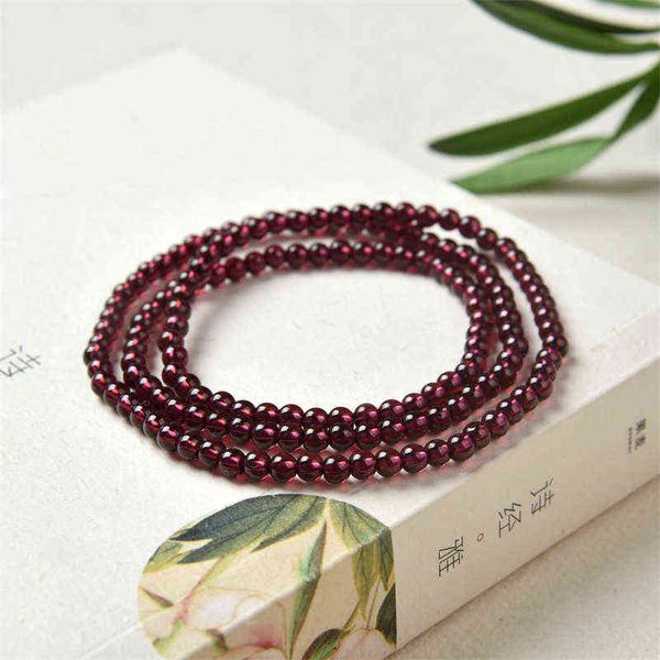 

natural purple tooth black garnet three circle hand string female garnet multi circle natural crystal stone