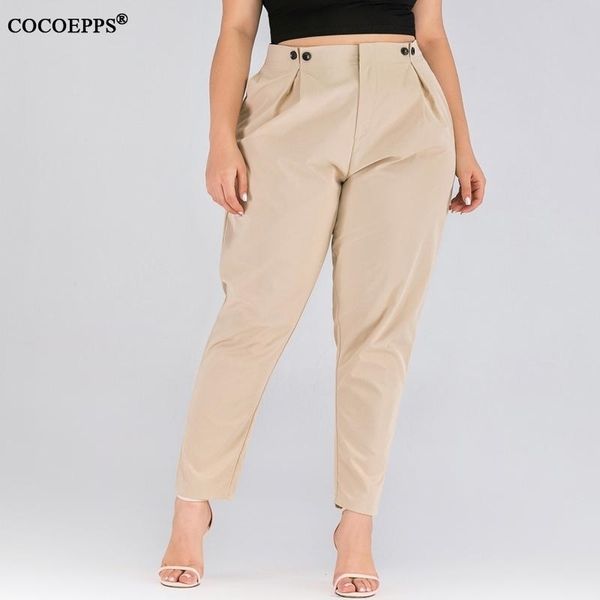 

xl4xl spring plus size women harem pants casual summer office ladies trousers large size female high wiast khaki work pant y200418, Black;white