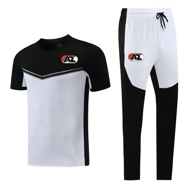 

2022 2023 az alkmaar soccer short sleeve running sets sweatshirt tracksuit set mens sports training suits sportswear suit men football jerse, Black;blue