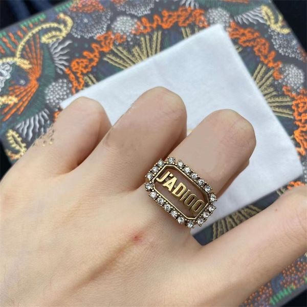 

70% off clearance sale diamond women's letter brass fashion ring, Silver